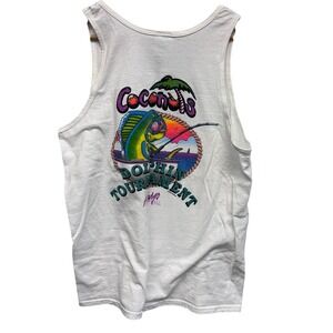 Key Largo Florida Neon Graphic Tank Top Coconuts Dolphin Tournament‎ Men's Large